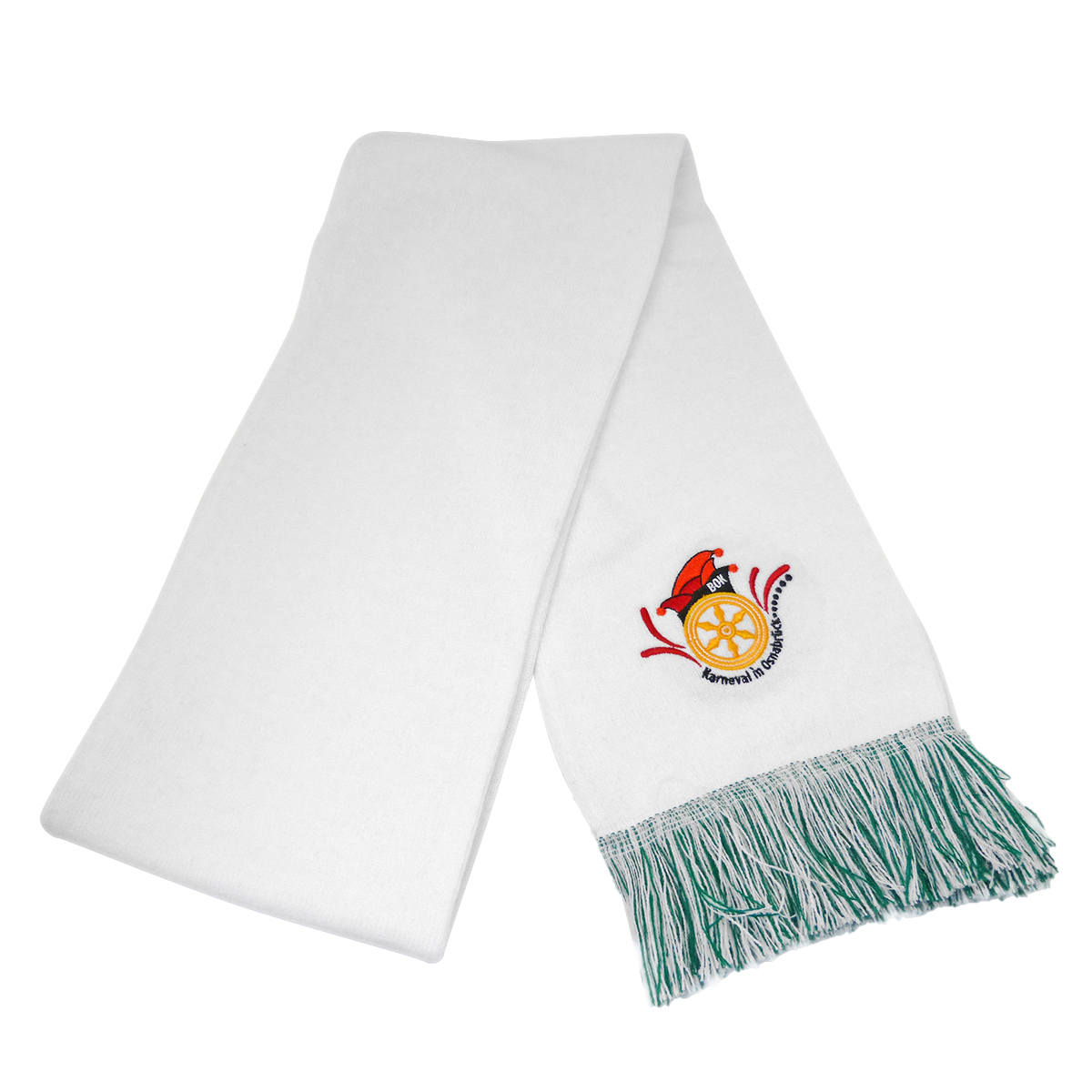 Schal gestrickt mit 2 x Logo Stick Karneval
