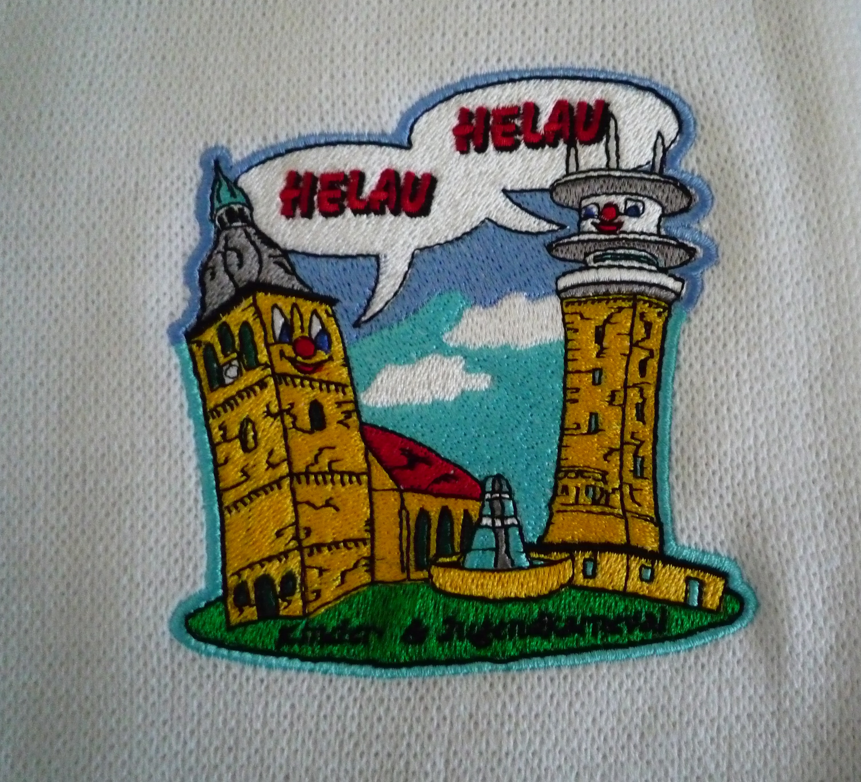 Schal gestrickt mit 2 x Logo Stick Karneval